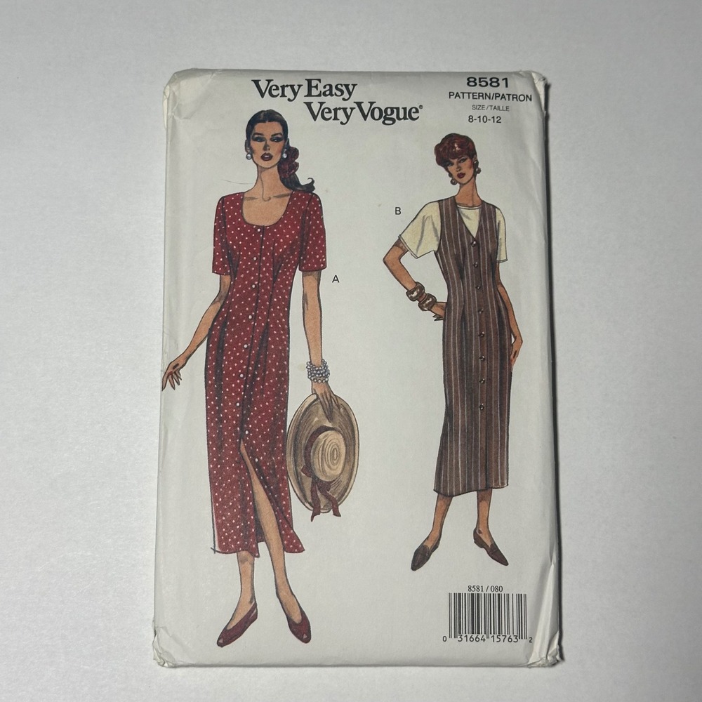 Vogue 8581 Sewing Pattern Women 8-10-12 Multicolor 1993‎ Dress Jumper Top Uncut